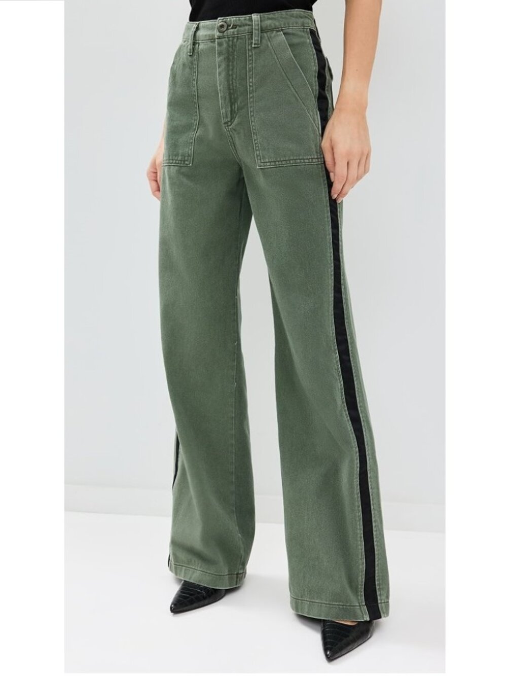Le Superbe Everyday Brenda Tux Green Black Side Stripe Pants Size 4